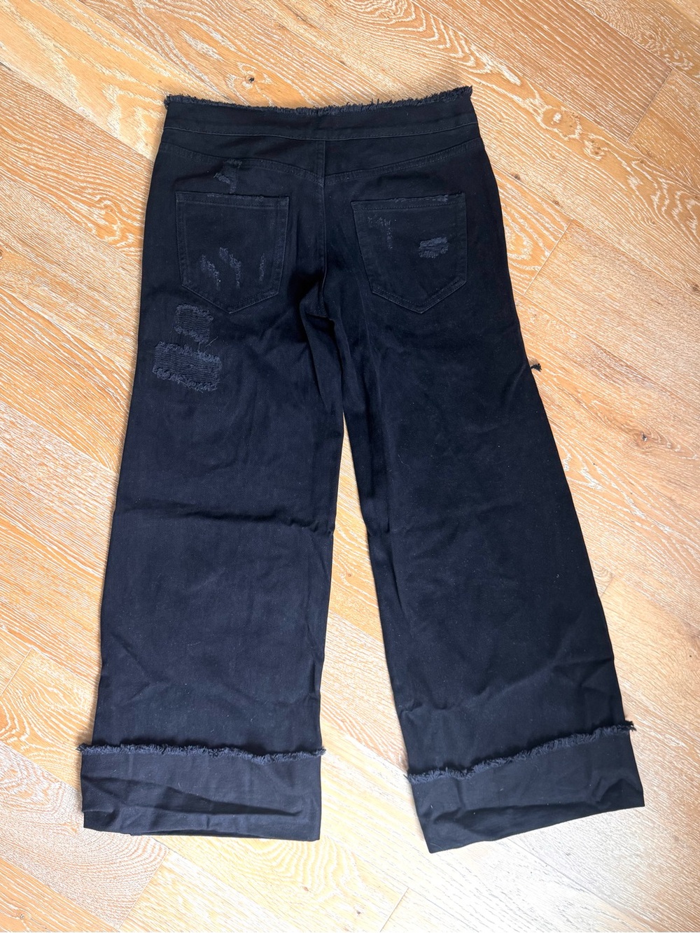SER.O.YA Black Distressed Wide-Leg Jeans - Picture 2 of 3